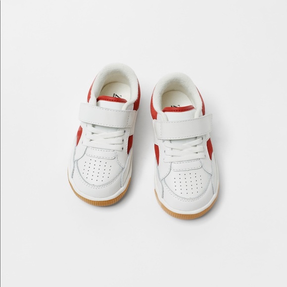 NWT Zara Size 6.5 toddler leather sneakers red - Picture 4 of 5